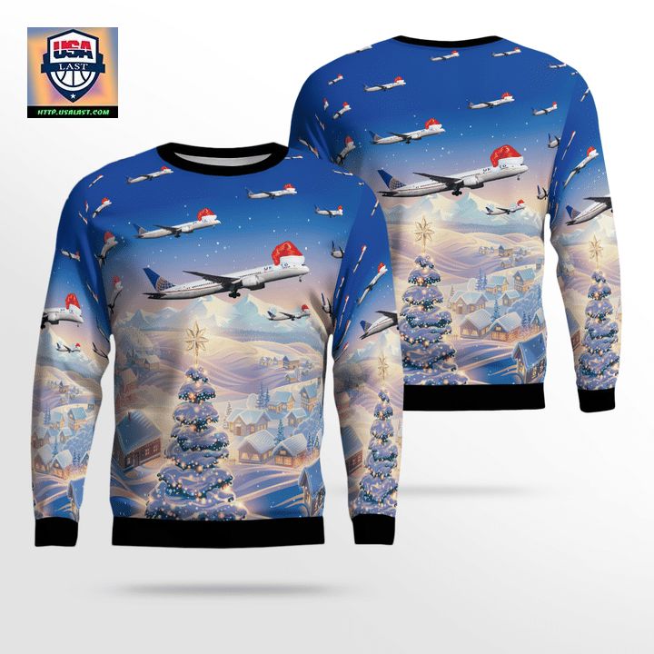 United Airlines Boeing 787-9 Dreamliner Christmas Sweater 3D ? Usalast