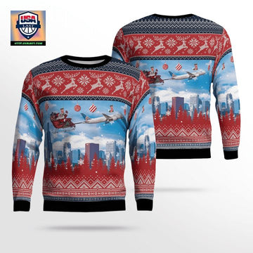 United Airlines Boeing 787 Dreamliner With Santa Over Chicago Christmas AOP Sweater ? Usalast