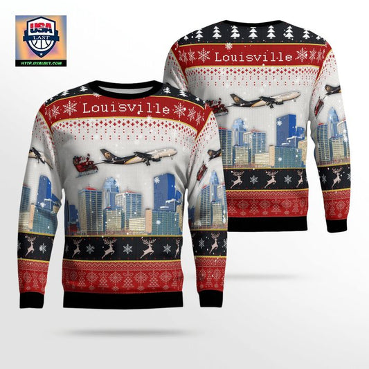 UPS Airbus A300F4-622R With Santa Over Louisville Christmas AOP Sweater ? Usalast