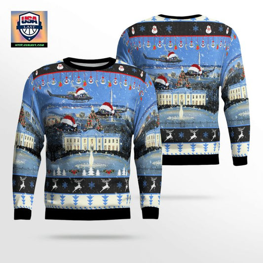 US Air Force Bell UH-1N Twin Huey of the 1st Helicopter Squadron flying over Washington DC Christmas AOP Sweater ? Usalast