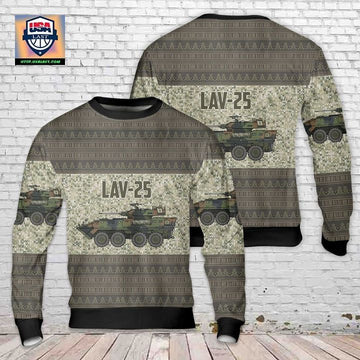 US Marine Corps Light Armored Vehicle LAV-25 Christmas Sweater 3D ? Usalast