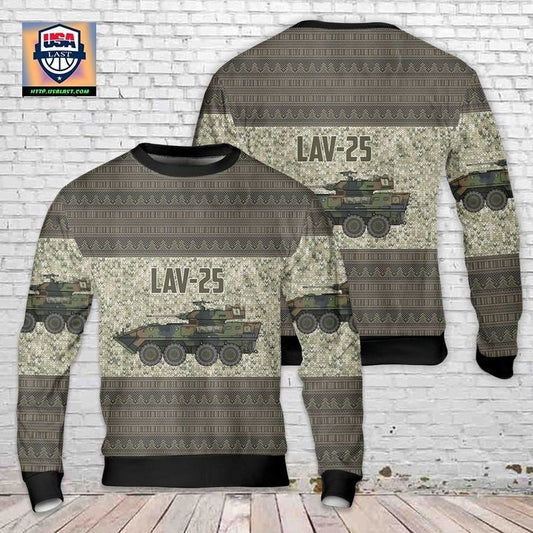 US Marine Corps Light Armored Vehicle LAV-25 Christmas Sweater 3D ? Usalast