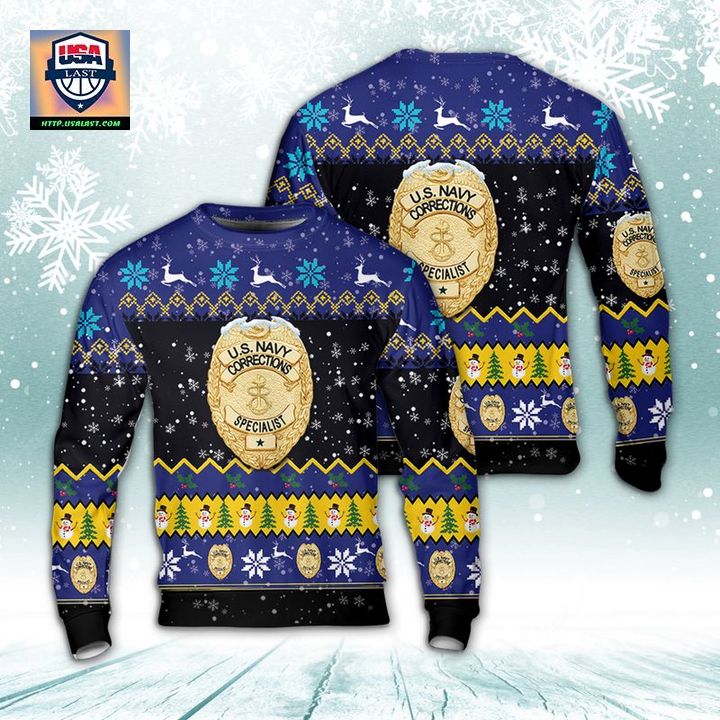 US Navy Corrections Specialist Badge Christmas AOP Sweater ? Usalast