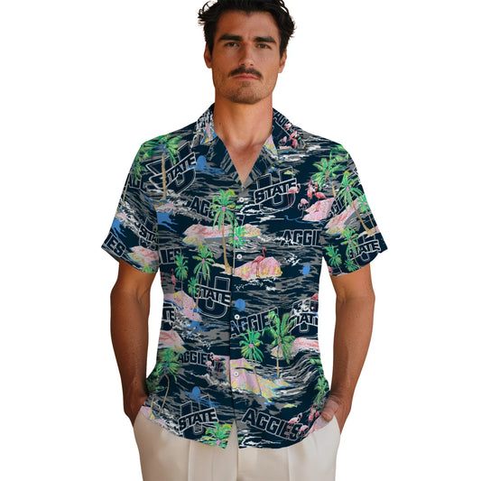 Utah State Aggies Flamingo Retreat 2026 Hawaiian Shirt – Moonbestprint