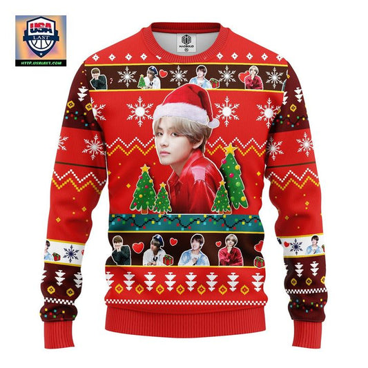 V Bts Ugly Christmas Sweater Red Amazing Gift Idea Thanksgiving Gift ? Usalast