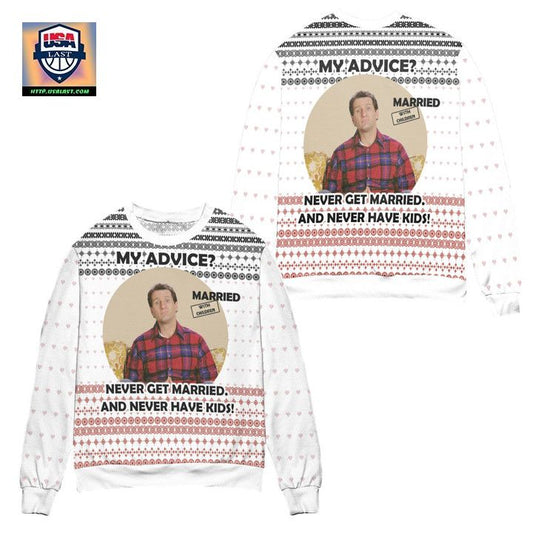 Van Der Bundy Nordberg Heart Pattern Ugly Christmas Sweater ? White ? Usalast