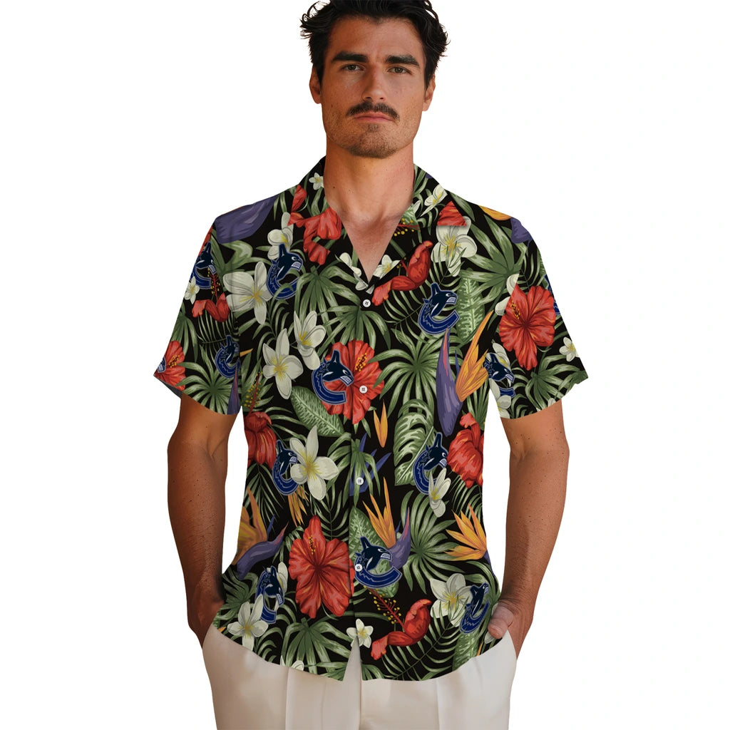 Vancouver Canucks Hawaiian Shirt - Hawaii Floral Hibiscus | Moonbestprint