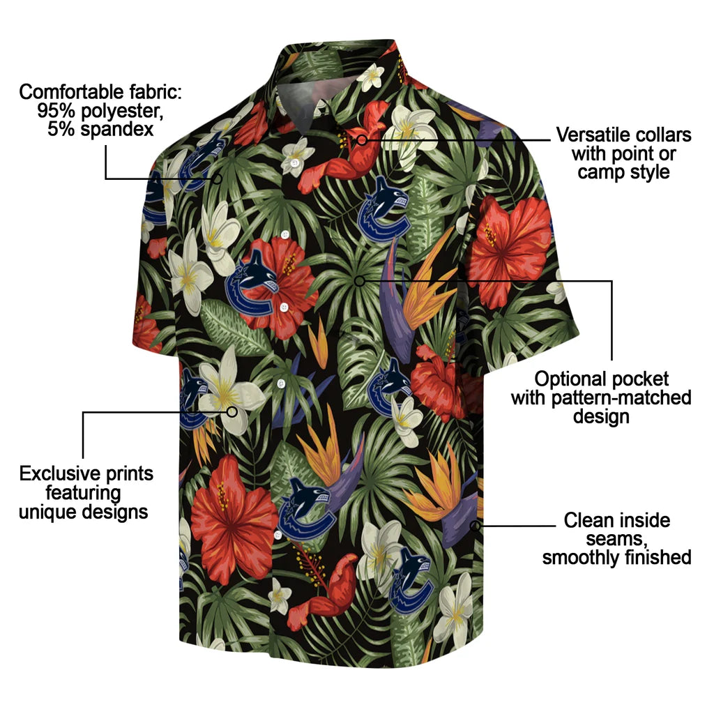 Vancouver Canucks Hawaiian Shirt - Hawaii Floral Hibiscus | Moonbestprint