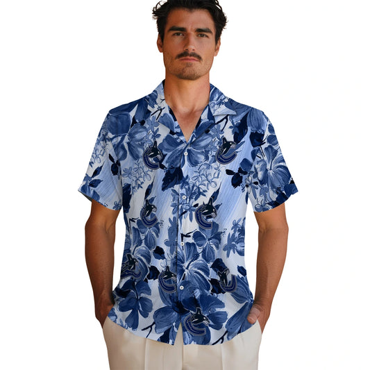 Vancouver Canucks Hawaiian Shirt - Hibiscus Arrangement | Moonbestprint