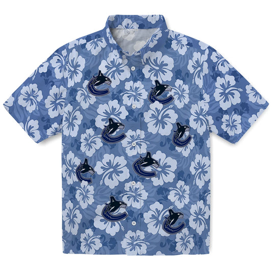 Vancouver Canucks Hawaiian Shirt - Hibiscus Cluster | Moonbestprint