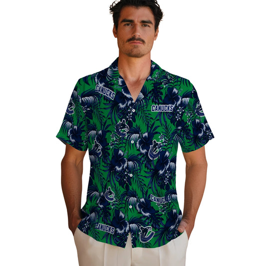 Vancouver Canucks Hawaiian Shirt - Hibiscus Exotic | Moonbestprint