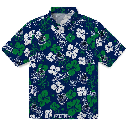 Vancouver Canucks Hawaiian Shirt - Hibiscus Flower Design | Moonbestprint