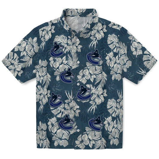 Vancouver Canucks Hawaiian Shirt - Hibiscus Flowers | Moonbestprint