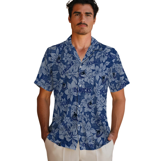 Vancouver Canucks Hawaiian Shirt - Hibiscus Oasis | Moonbestprint