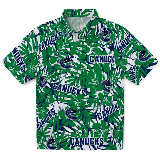 Vancouver Canucks Hawaiian Shirt - Hibiscus Overlay | Moonbestprint