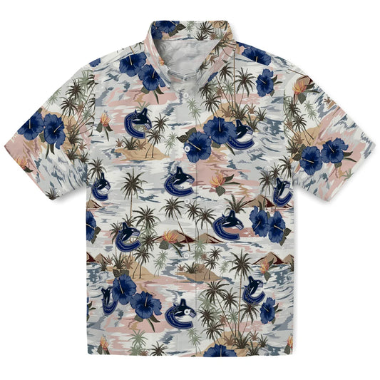 Vancouver Canucks Hawaiian Shirt - Hibiscus Seaside | Moonbestprint