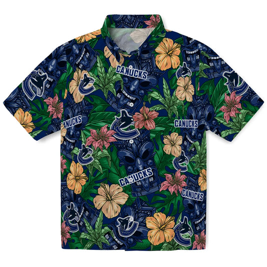 Vancouver Canucks Hawaiian Shirt - Hibiscus Tiki Jungle | Moonbestprint