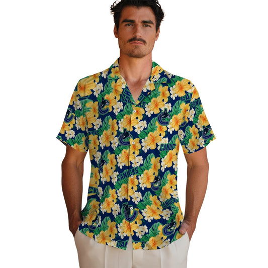 Vancouver Canucks Hawaiian Shirt - Hibiscus Tropics | Moonbestprint
