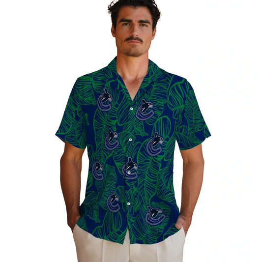 Vancouver Canucks Hawaiian Shirt - Leaf Outline | Moonbestprint