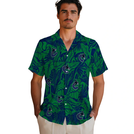 Vancouver Canucks Hawaiian Shirt - Monstera Layer | Moonbestprint