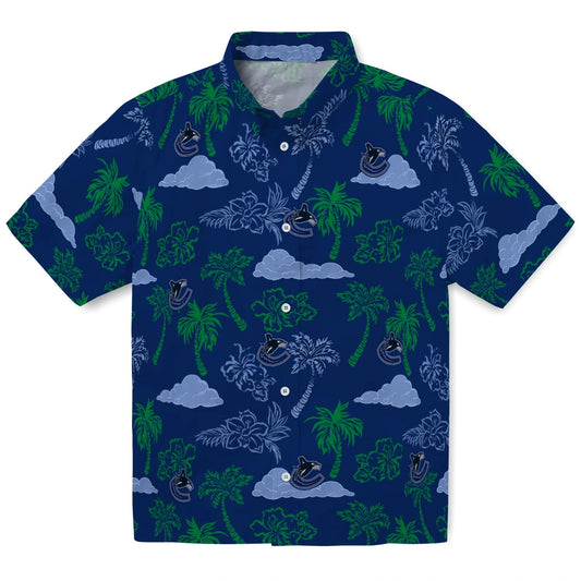 Vancouver Canucks Hawaiian Shirt - Palm And Clouds | Moonbestprint