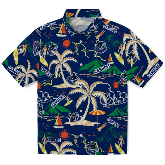 Vancouver Canucks Hawaiian Shirt - Palm Tree Island | Moonbestprint