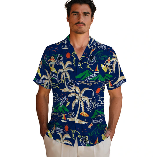 Vancouver Canucks Hawaiian Shirt - Palm Tree Island | Moonbestprint
