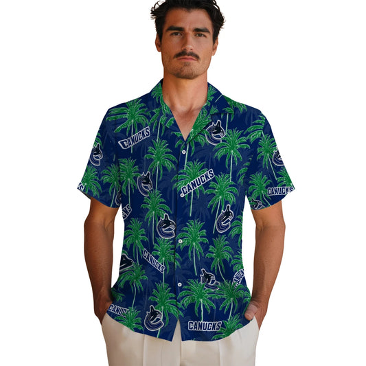 Vancouver Canucks Hawaiian Shirt - Palm Tree Motif | Moonbestprint