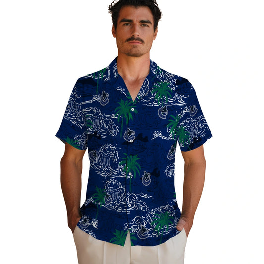 Vancouver Canucks Hawaiian Shirt - Wave Palm | Moonbestprint