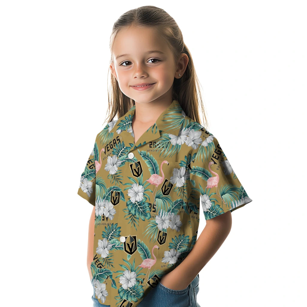Vegas Golden Knights Hawaiian Shirt - Flamingo and Hibiscus | Moonbestprint