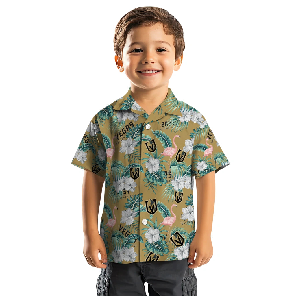 Vegas Golden Knights Hawaiian Shirt - Flamingo and Hibiscus | Moonbestprint