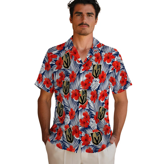 Vegas Golden Knights Hawaiian Shirt - Hibiscus Fiesta | Moonbestprint