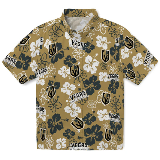 Vegas Golden Knights Hawaiian Shirt - Hibiscus Flower Design | Moonbestprint