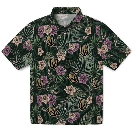 Vegas Golden Knights Hawaiian Shirt - Hibiscus Leaves Pattern | Moonbestprint