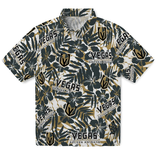 Vegas Golden Knights Hawaiian Shirt - Hibiscus Overlay | Moonbestprint