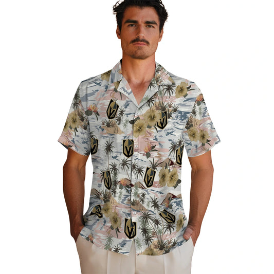 Vegas Golden Knights Hawaiian Shirt - Hibiscus Seaside | Moonbestprint