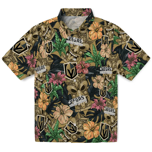 Vegas Golden Knights Hawaiian Shirt - Hibiscus Tiki Jungle | Moonbestprint