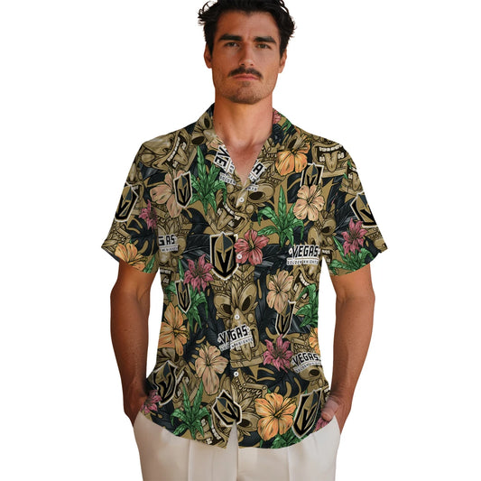Vegas Golden Knights Hawaiian Shirt - Hibiscus Tiki Jungle | Moonbestprint