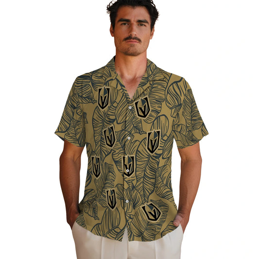 Vegas Golden Knights Hawaiian Shirt - Leaf Outline | Moonbestprint