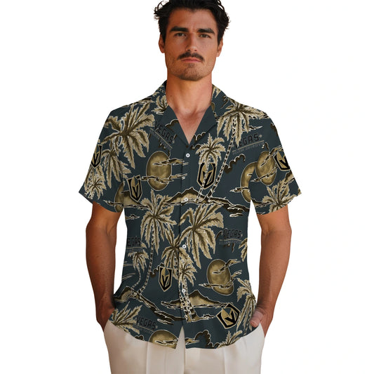 Vegas Golden Knights Hawaiian Shirt - Palm Sunset | Moonbestprint