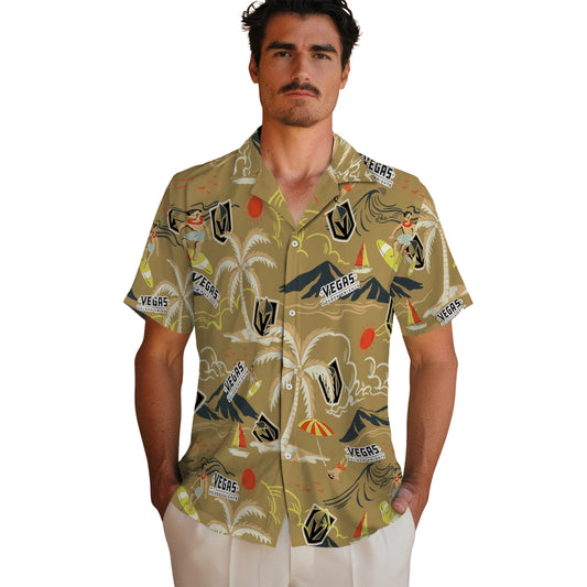 Vegas Golden Knights Hawaiian Shirt - Palm Tree Island | Moonbestprint