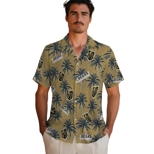 Vegas Golden Knights Hawaiian Shirt - Palm Tree Motif | Moonbestprint