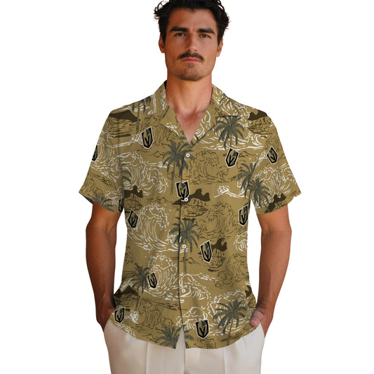 Vegas Golden Knights Hawaiian Shirt - Wave Palm | Moonbestprint