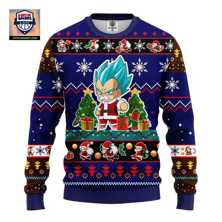 Vegeta Blue Anime Dragon Ball Ugly Christmas Sweater Blue 1 Amazing Gift Idea Thanksgiving Gift ? Usalast