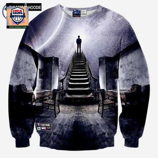 Very Popular Style Mens 3D Sweaters Print A Person Watch The Space Meteor Shower Casual Stairs Ladder Hoodies Sh5442 ? Usalast
