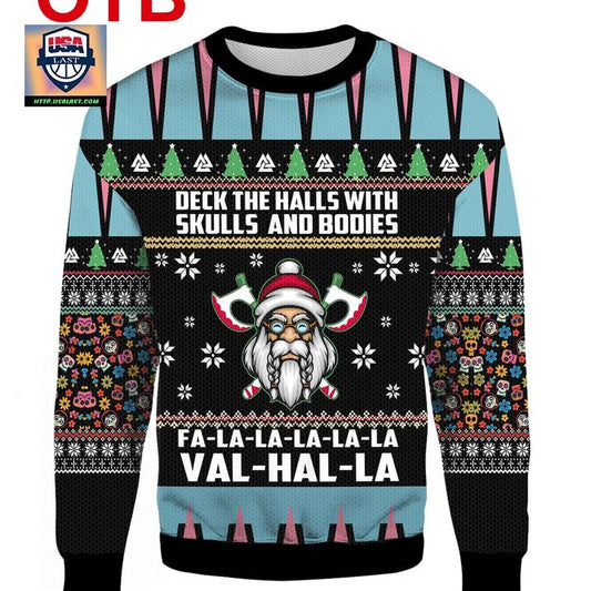 Viking Deck The Halls With Skulls And Bodies Ugly Xmas 3D Christmas 2022 Sweater ? Usalast