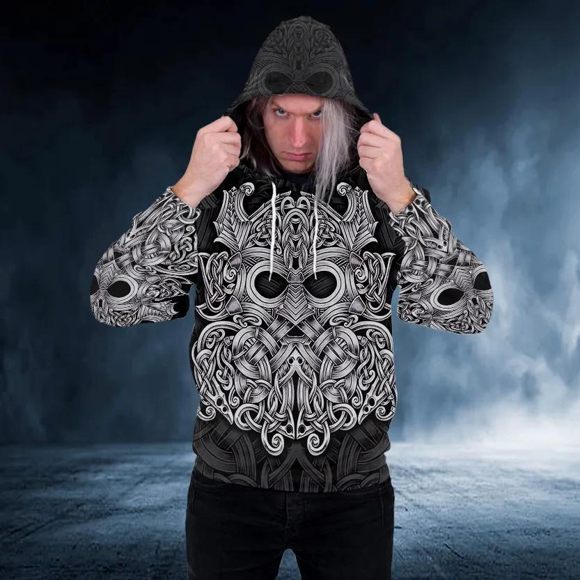 Viking Mjolnir Odin Thor's Hammer Tattoo 3D All Over Print Hoodie -Moonbestprint