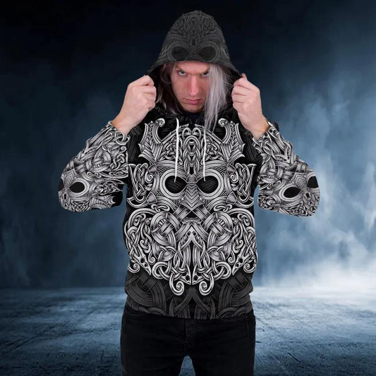 Viking Mjolnir Odin Thor's Hammer Tattoo 3D All Over Print Hoodie -Moonbestprint