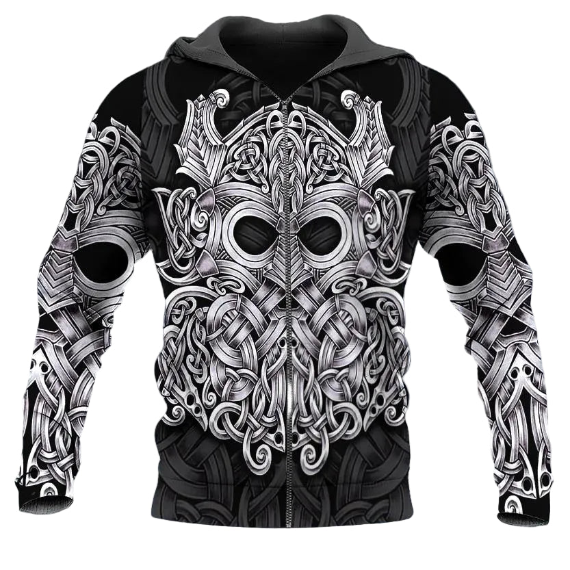 Viking Mjolnir Odin Thor's Hammer Tattoo 3D All Over Print Hoodie -Moonbestprint
