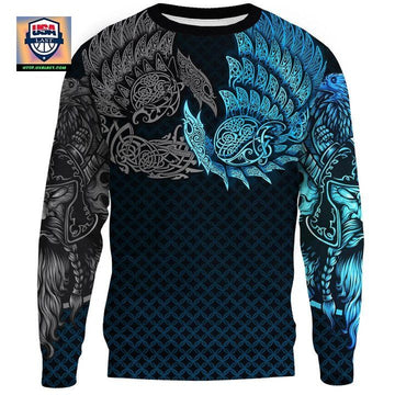 Vikings Sweater Ravens Of Midgard Blue A7 ? Usalast